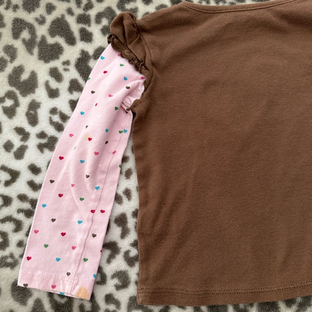 Jumping Beans Heart Graphic Long Sleeve Layered Look T-shirt in Brown Size 2T - Picture 11 of 15